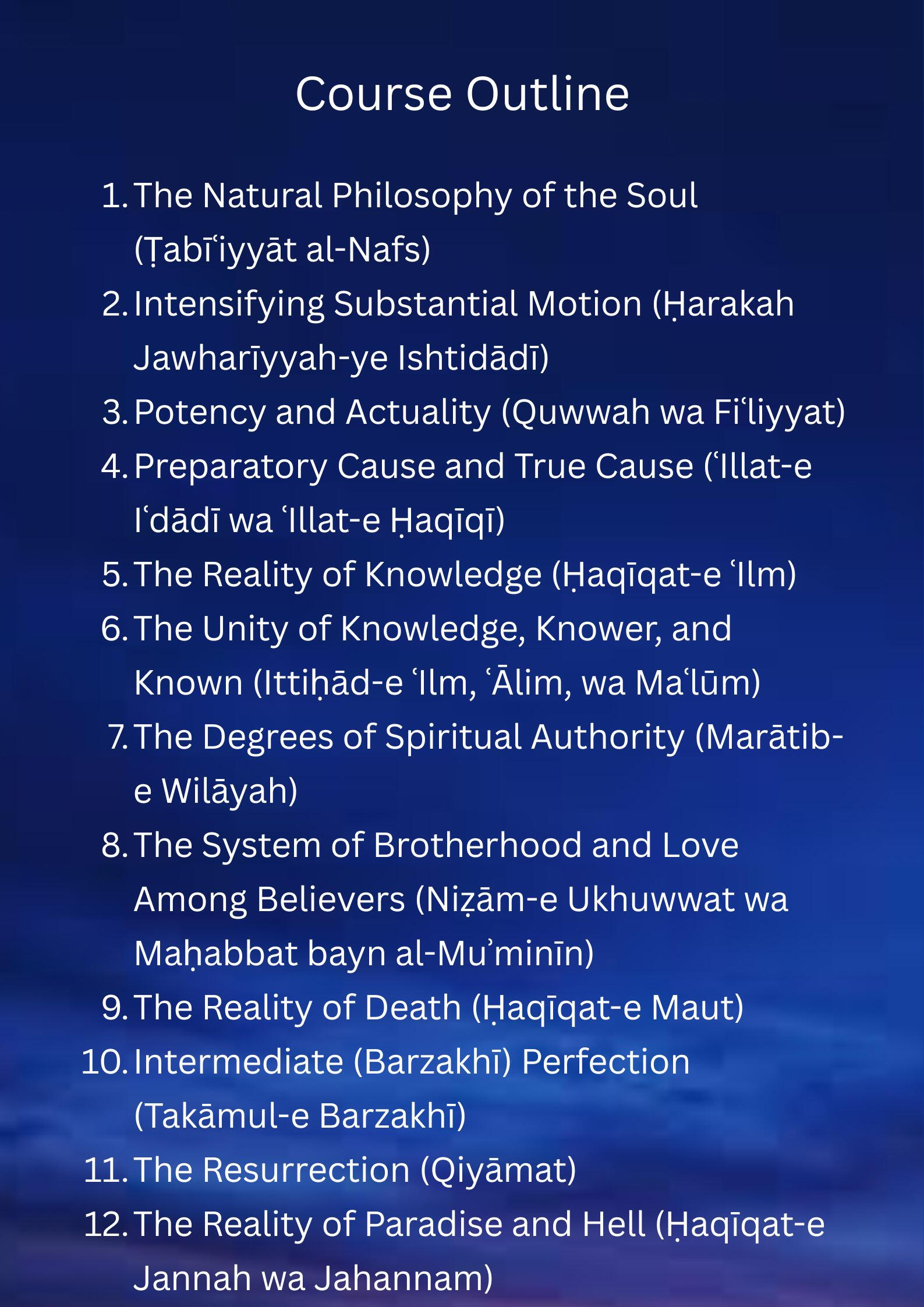 Soul and Eschatalogy Soul & Eschatology Course Outline