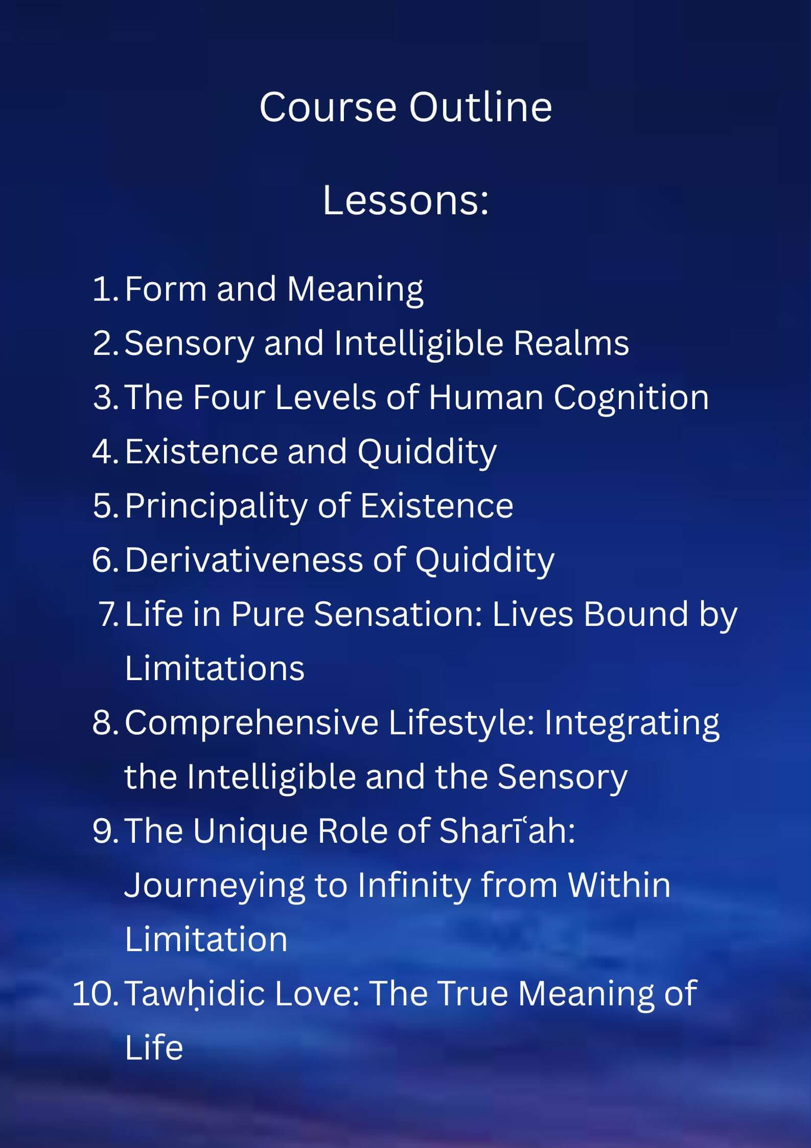 The Meaning of Life Course Outline The Meaning of Life Course Outline