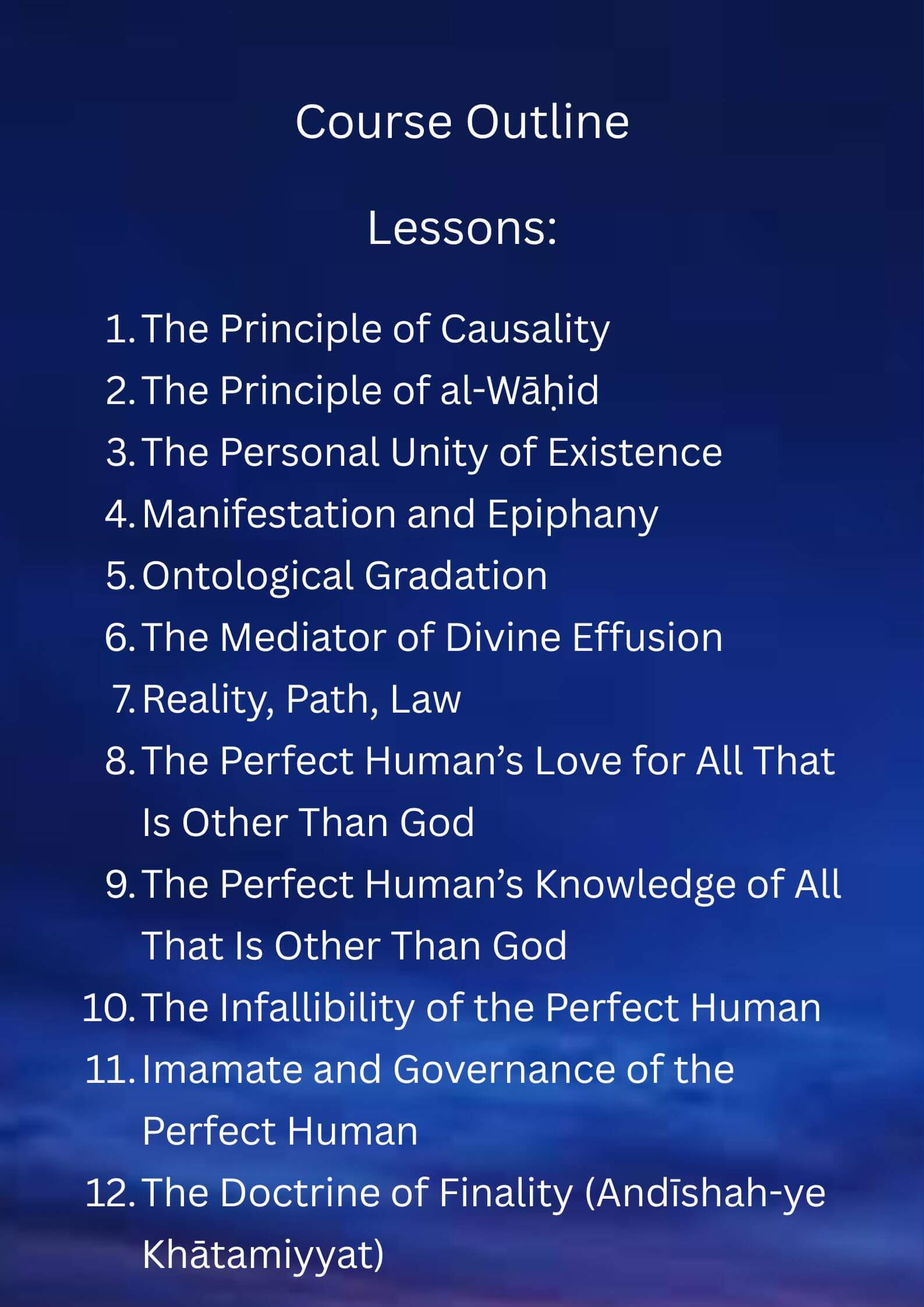 The Perfect Human Course Outline